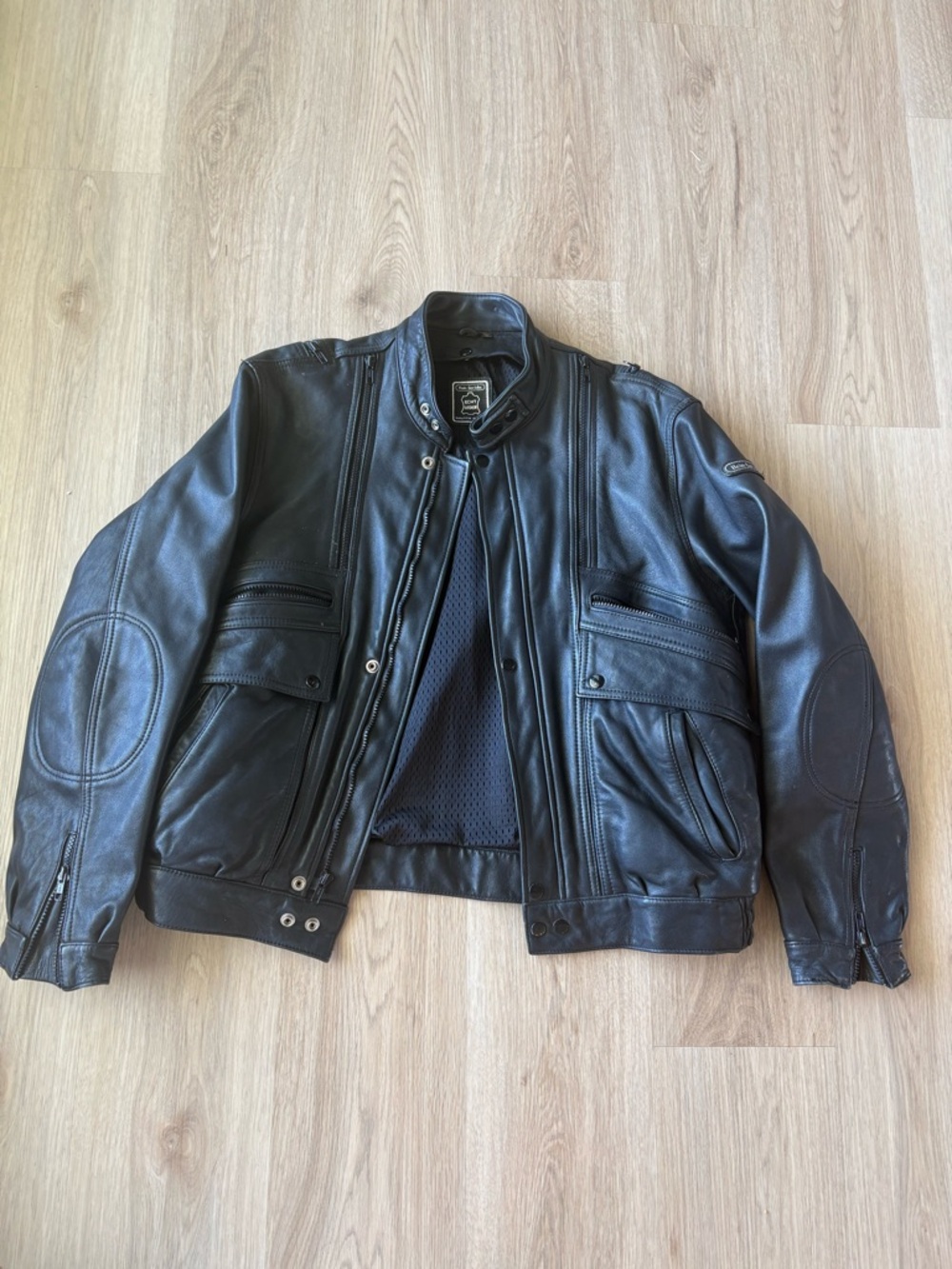 Hein Gericke Vintage Black Leather Motorcycle Jacket Cafe Racer Bomber Sz 46